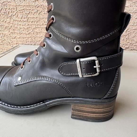 NEW Taos Crave Leather Boots Womens Size 7-7.5 US 38EU Black Moto Combat Prairie - Picture 10 of 15